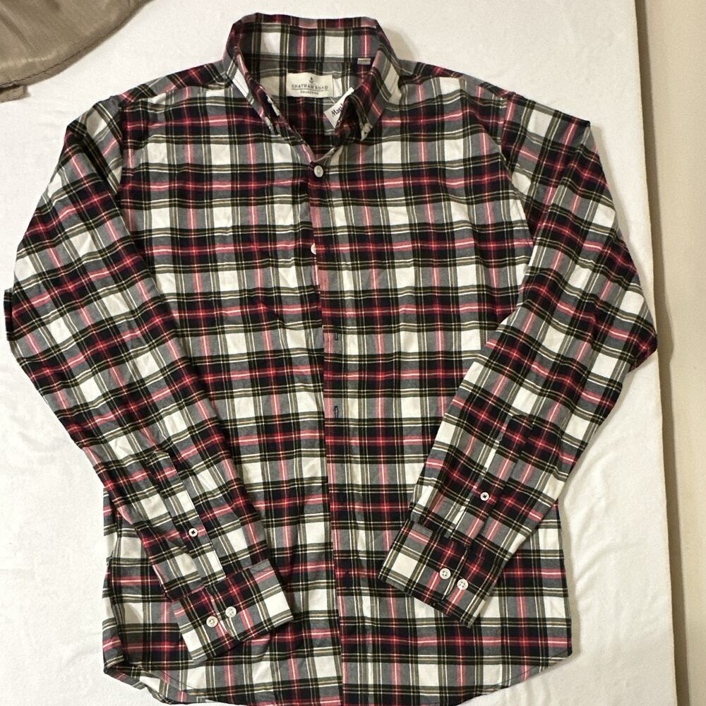 Chatham Road Men's M Plaid Long Sleeve Button-Up Point Collar Woven Tencel